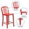 Merrick Lane Santorini Galvanized Steel Indoor/Outdoor Counter Bar Stool With Slatted Back And Powder Coated Finish
